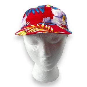 Vintage 80s Wendys Hamburgers Floral SnapBack Promo Hat Hawaii Beach Surf Skate